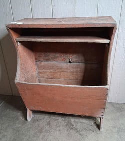 Salmon Painted Grain Bin w Shelf