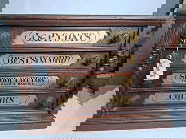 Nice J.&P. Coats 4drw Country Store Spool Cabinet