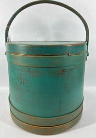 Large Blue painted firkin bucket