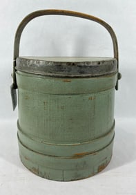 Primitive painted Firkin bucket