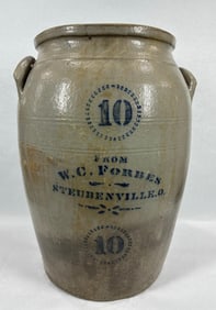 W.C. Forbes 10-gal stoneware storage jar
