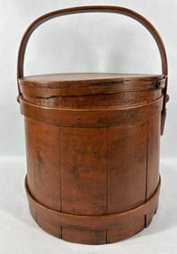 Primitive painted Firkin bucket
