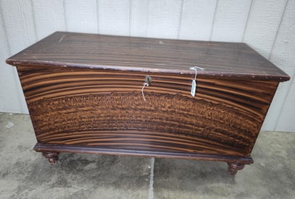 Vibrant Decorated "All Original" Turned Feet Blanket Chest