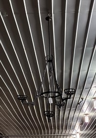 Late 1800s Cast Iron 3-Arm Kerosene Lamp Chandelier