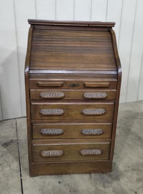 Early 1900s Unusual Oak Roll Top Typewriter Desk