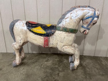 Early Wooden Carved Carousel Horse