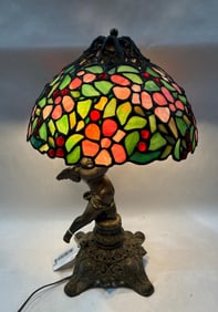 Stained Glass Cherub Desk Lamp