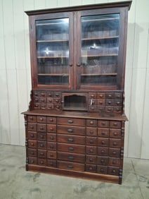 Early 66-drw Drugstore Apothecary 2pc cabinet