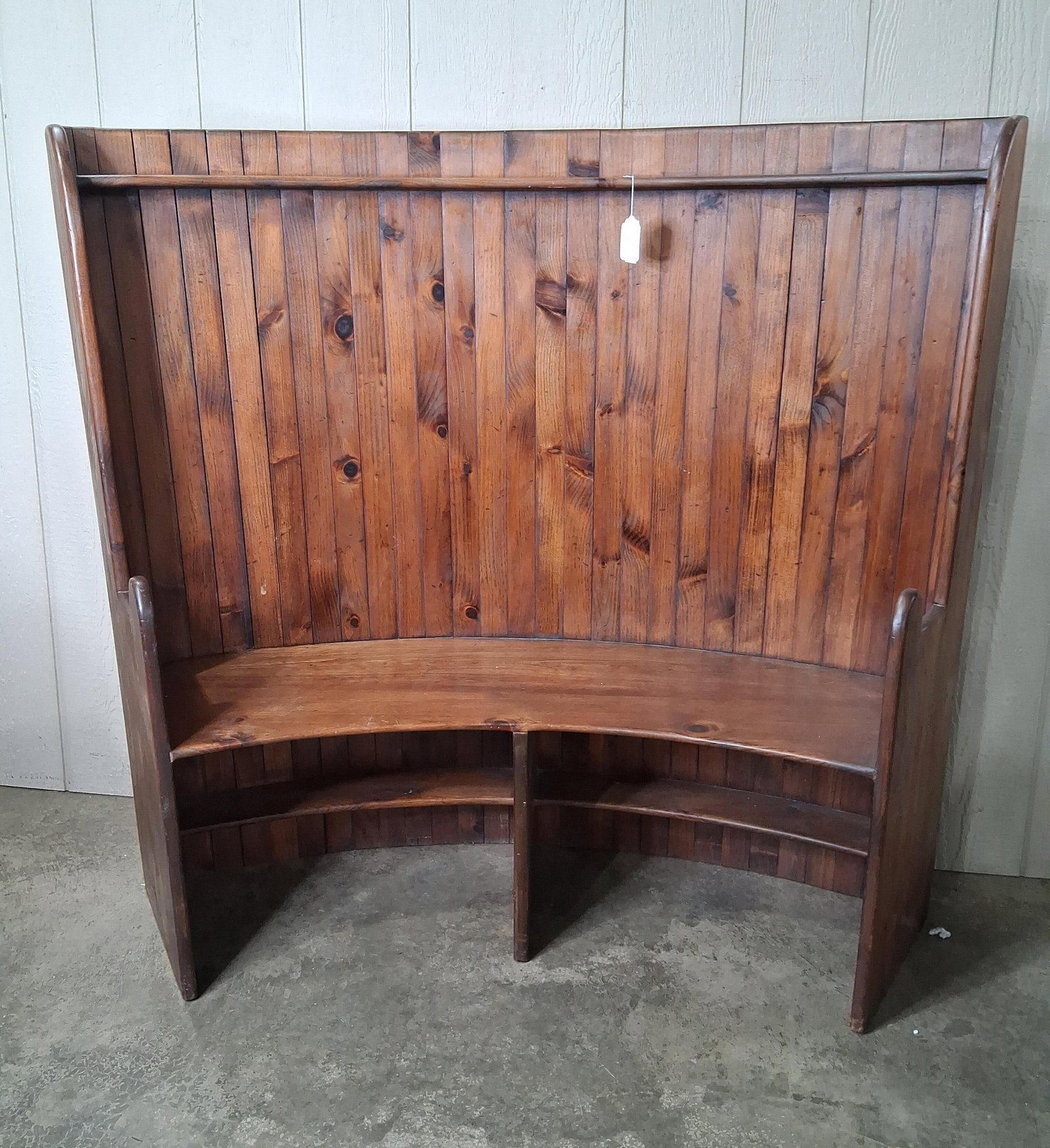 American Pine Curved High Back Settle Bench (1 of 8)