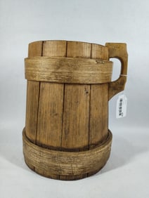 Large early staved wooden Tankard