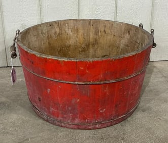 Nice Red Painted Handled Wooden Tub