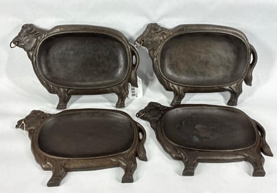 4- Cast iron Bull shaped sizzling steak pans