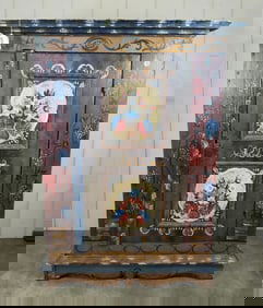 Early primitive sq nailed single door cabinet