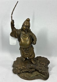 Bronze Waters Edge Happy Buddha Sculpture