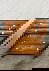 1 over 2 over 3 Tiger Maple Chest of Drawers