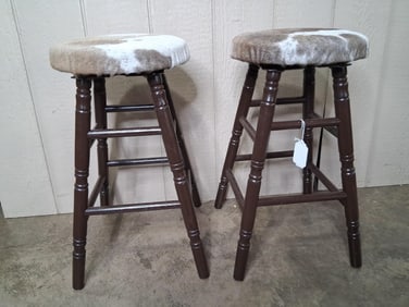 Multi Colored Cowhide Swivel Top Stools