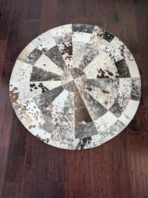 Brand New Brazilian Hand Crafted Quilted Round Rug.
