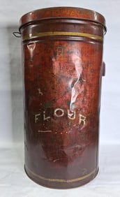Large 1800s General Store Tin Flour Bin