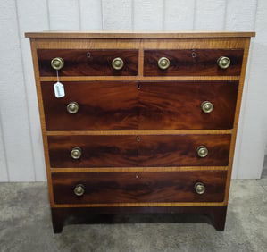 19th century Curly Maple & Mahogany chest of drawers