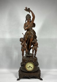 Stunning French Empire Poiten Goddess Figural Clock