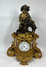 19th Century Lenoir A Paris Bronze Figural Mantle Clock