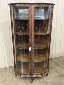 Beautiful Oak Curved Glass Corner Curio