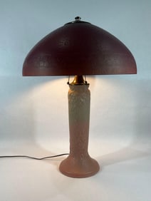 Outstanding Rookwood Base w/ Handel Ice Shade Lamp