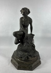 Emil Fuchs, Austrian 1866-1929 Bronze Figure Tilted Seated Nude