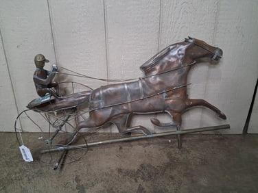 Copper Horse & Jockey weathervane topper