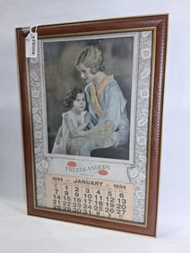1934 Freedlander's Wooster, OH framed calendar