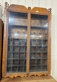 Large 19th c Tramp Art Cabinet w/ Cubbie interior