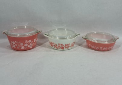 Pyrex Pink Gooseberry 3pc casserole set