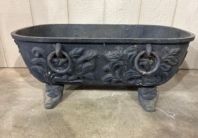 Antique Cast Iron Tub with Floral Motif