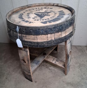 Whiskey barrel end table