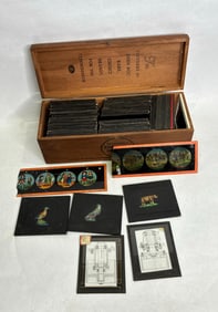 Collection of 65 Magic Lantern glass slides