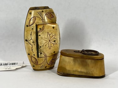 Decorated Civil War Horn Snuff Boxes