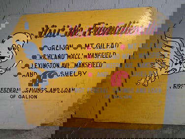 Visit The Friendlies First Federal Bank wooden sign