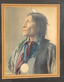 Very Special Frank Rinehart Hand Colored Print of Cheyenne Chief "Wolf Robe"