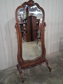 Fancy 19th century Victorian carved Cheval Mirror