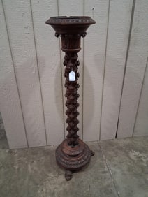 Highly Ornate Carved Diamond Pedestal Stand