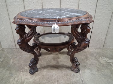 Great Renaissance Revival Carved Figural Side Table