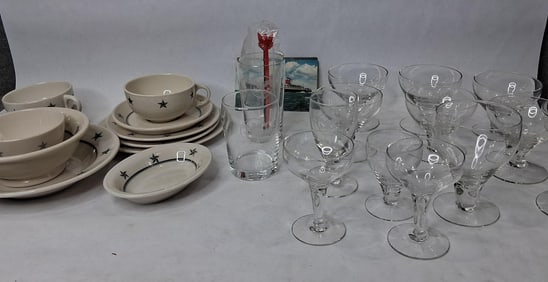 Lot of S.S. United States Lines Dishes & Glassware