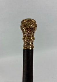 Early Victorian Gold Filled Etched Cane/Walking Stick