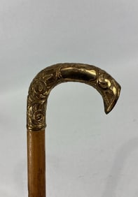 Early Victorian Gold Filled Etched Cane