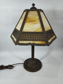 Edward Miller Boudoir Lamp w/ Slag Glass Shade