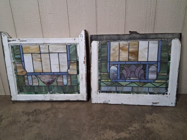 Pair of stained glass windows