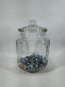 Planters Peanuts store jar with marbles