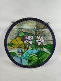 Arts & Crafts Stained Glass hanging window panel