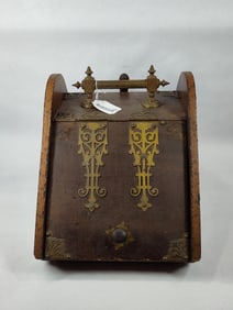 Antique Victorian Wood-Brass Coal Scuttle