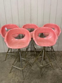 Mid Century Salmon Fiberglass Bar Stools